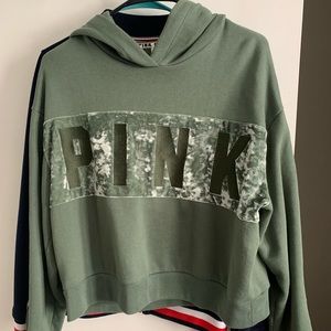 PINK Velvet Cropped Hoodie
